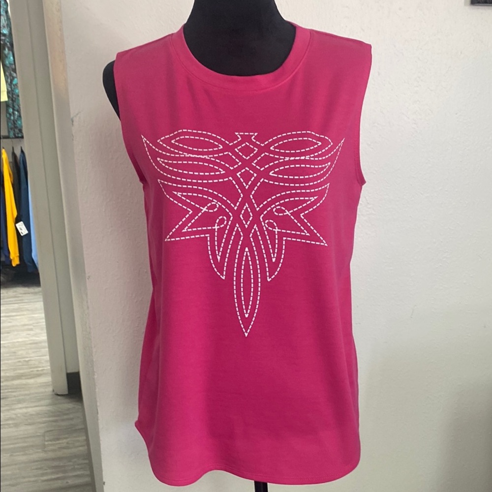 Pink Sleeveless Top with Tribal Design